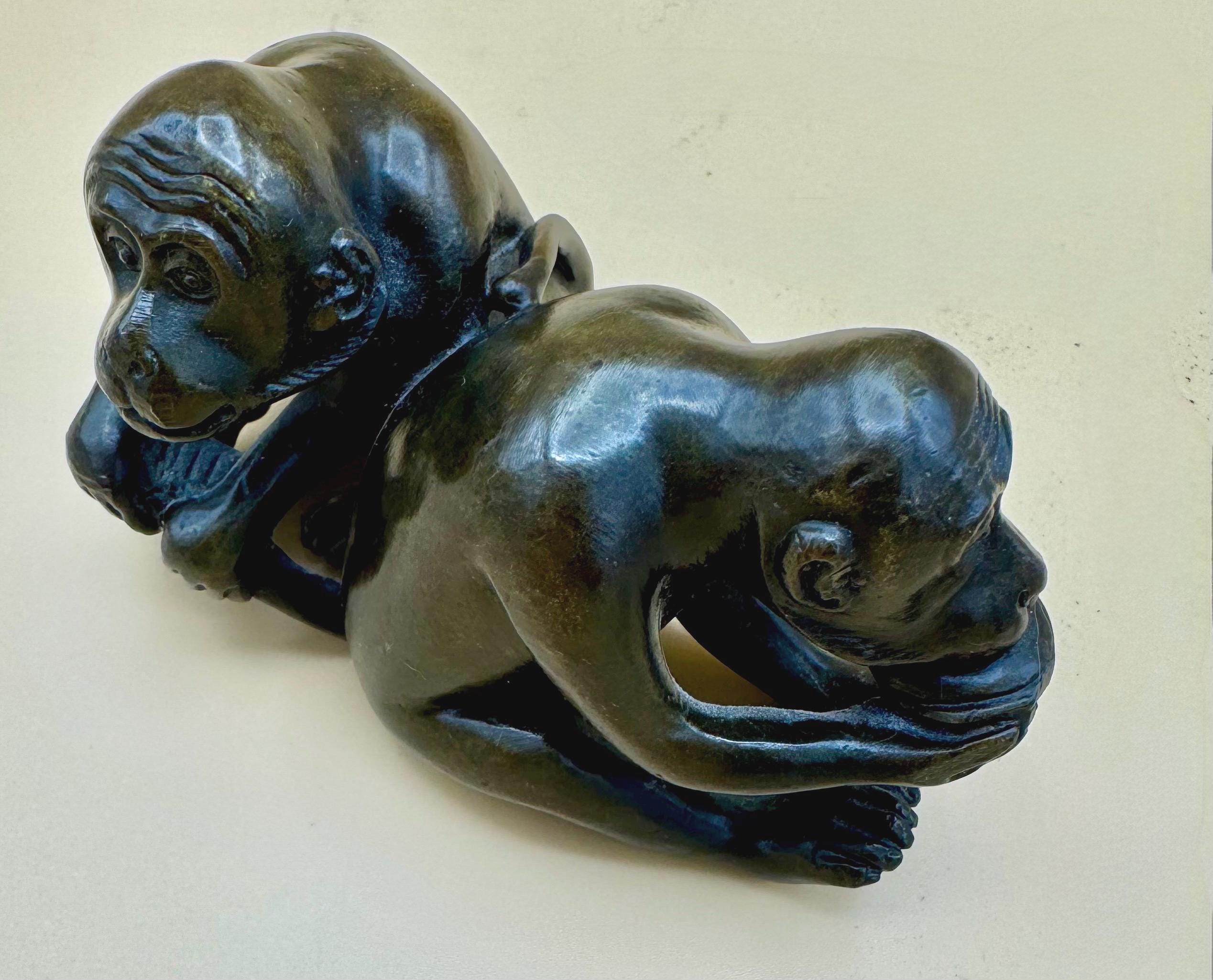 日本のアンティーク美術 明治青銅製 猿置物 - Etsy 日本