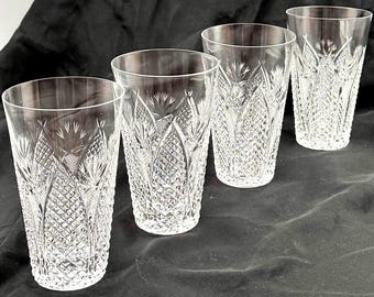Set van 4 vintage Waterford Dunmore waterglazen van geslepen glas