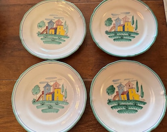 Set 4 C.A.S Vietri keramiska tallrikar 25 cm bymotiv