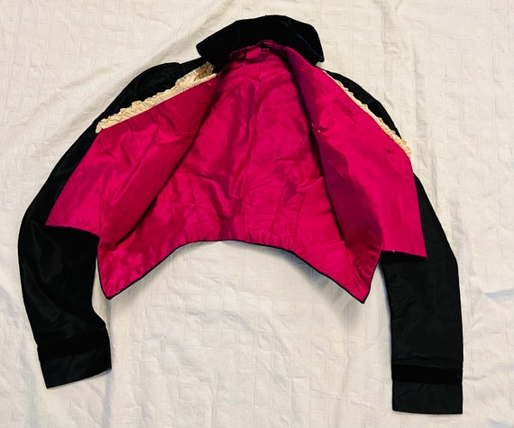 Unusual Victorian Girls silk lace velvet Jacket S… - image 3