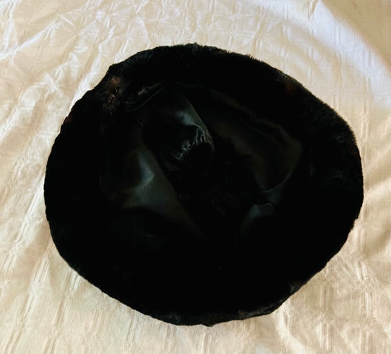 Unusual Antique Edwardian Black Silk Fur Beaded H… - image 5
