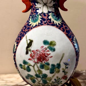 Vintage 1920s Chinese Handpainted Floral Porcelain Table Lamp