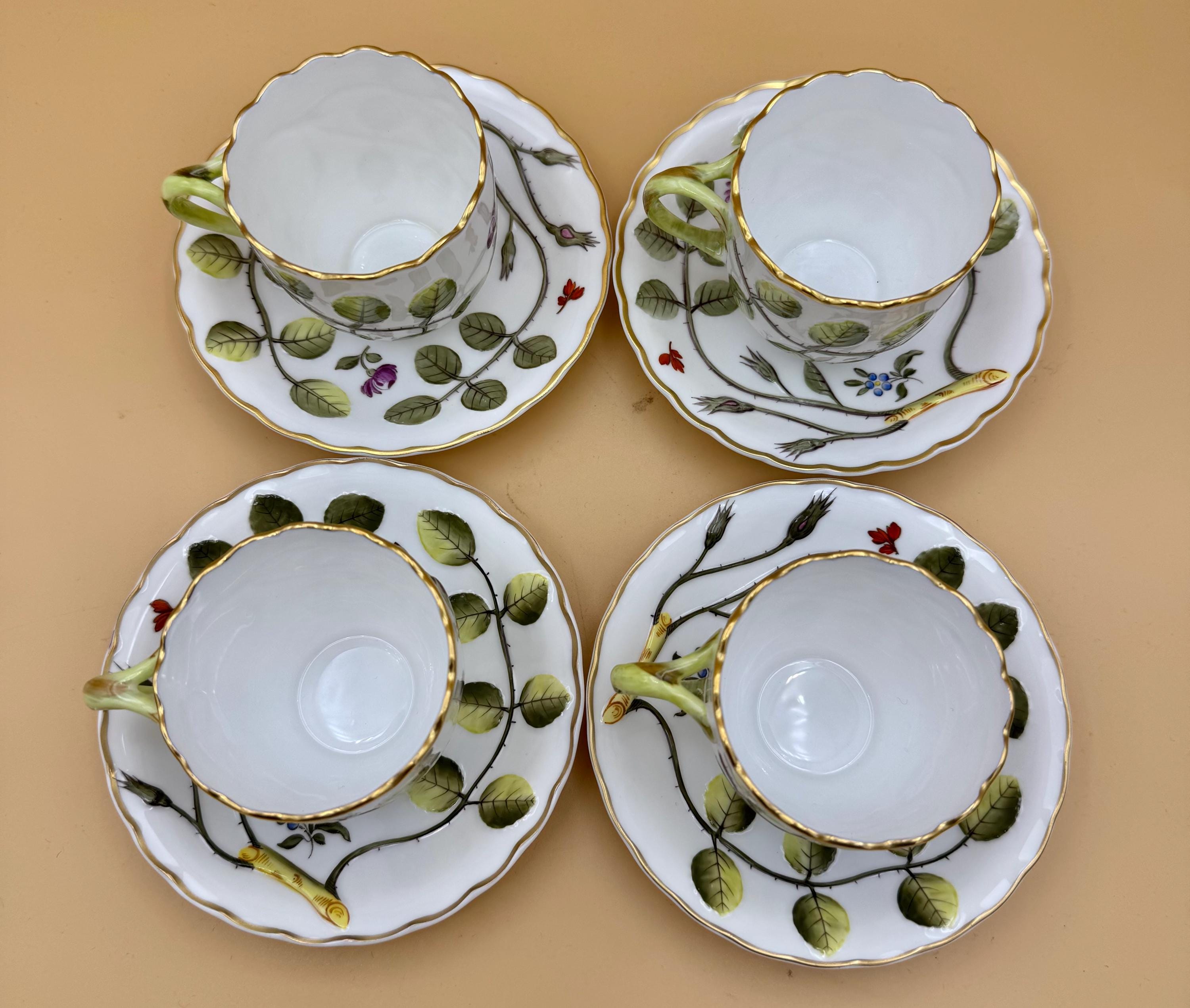 Set 4 Vintage Royal Worcester Blind Earl Raised Design Porcelain