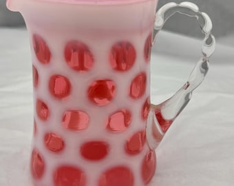 Vintage Fenton Glass Art Coin Dot Cranberry Ruffled Vase 8 1/4