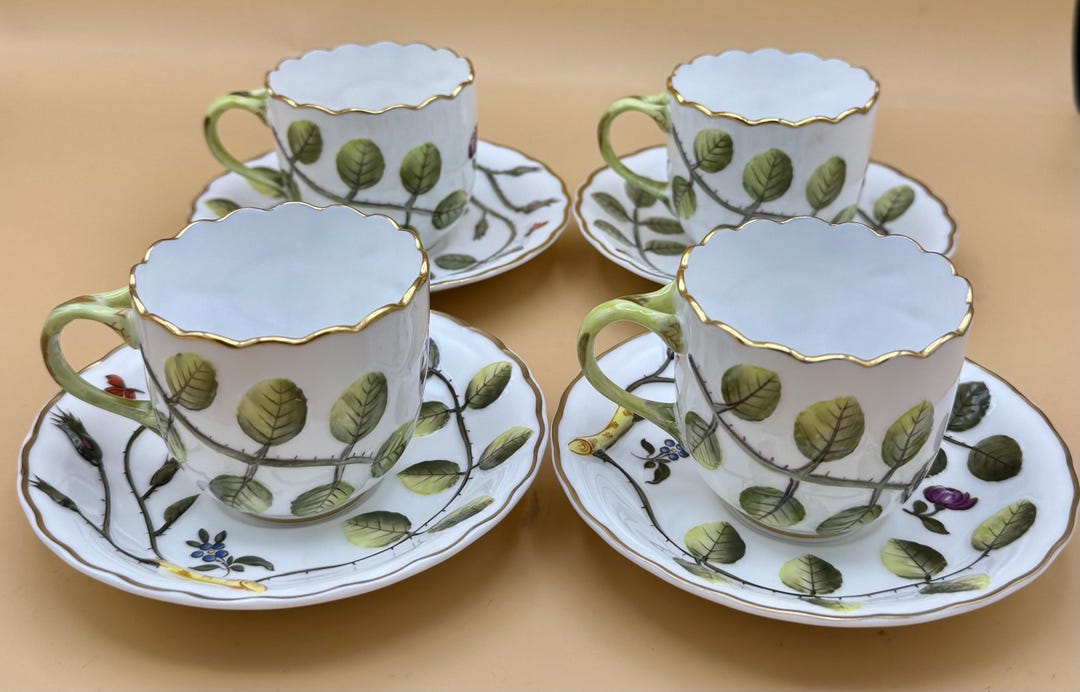 Set 4 Vintage Royal Worcester Blind Earl Raised Design Porcelain