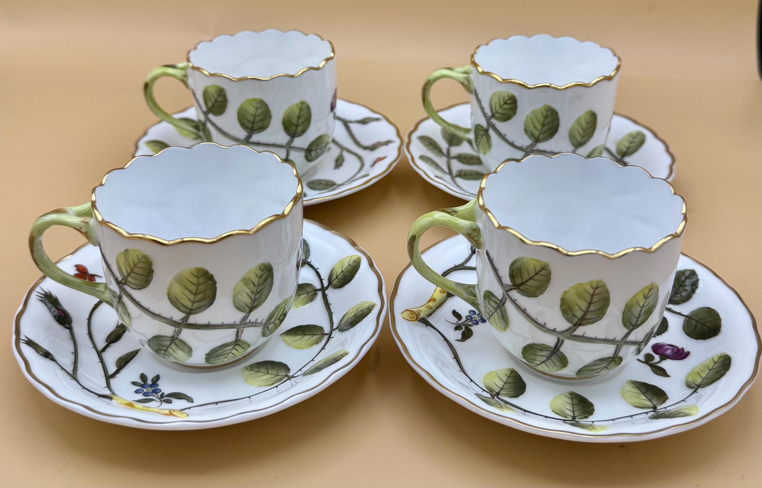 Set 4 Vintage Royal Worcester Blind Earl Raised Design Porcelain