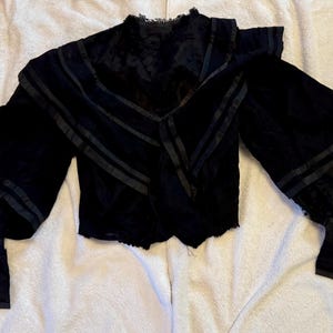 Antique Victorian Black Silk Polka Dot Net Bodice