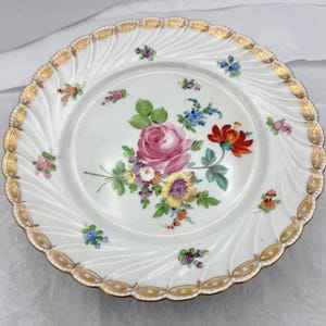 Antique Carl Thieme Handpainted Dresden Flowers Porcelain Pastry Plate Dessert Stand