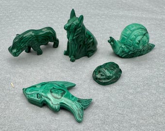 マラカイトの象の置物：ヴィンテージ天然石アートオブジェ - Etsy 日本