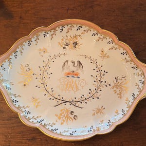 Antique 1780s Chamberlains Worcester Armorial Rising Phoenix Porcelain Tray