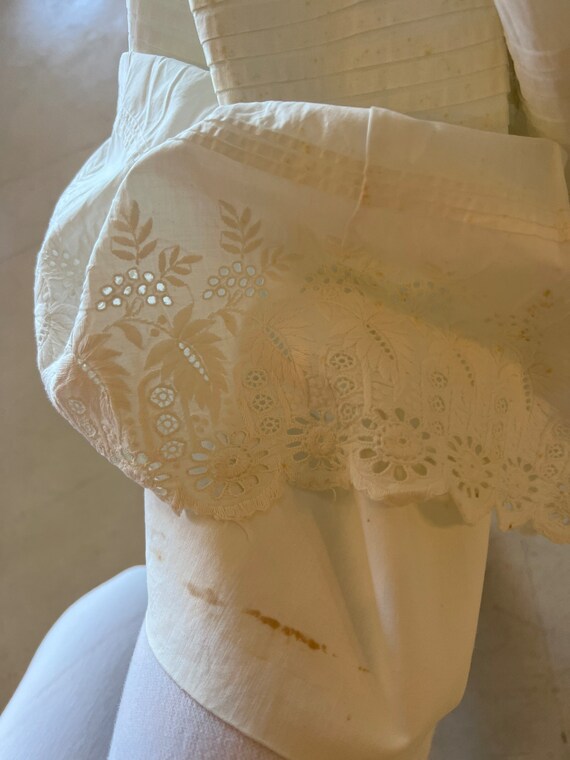 Antique Victorian White cotton Eyelet Embroidered… - image 7