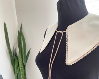Vintage Style Organic Collar, Embellished Detachable Lace