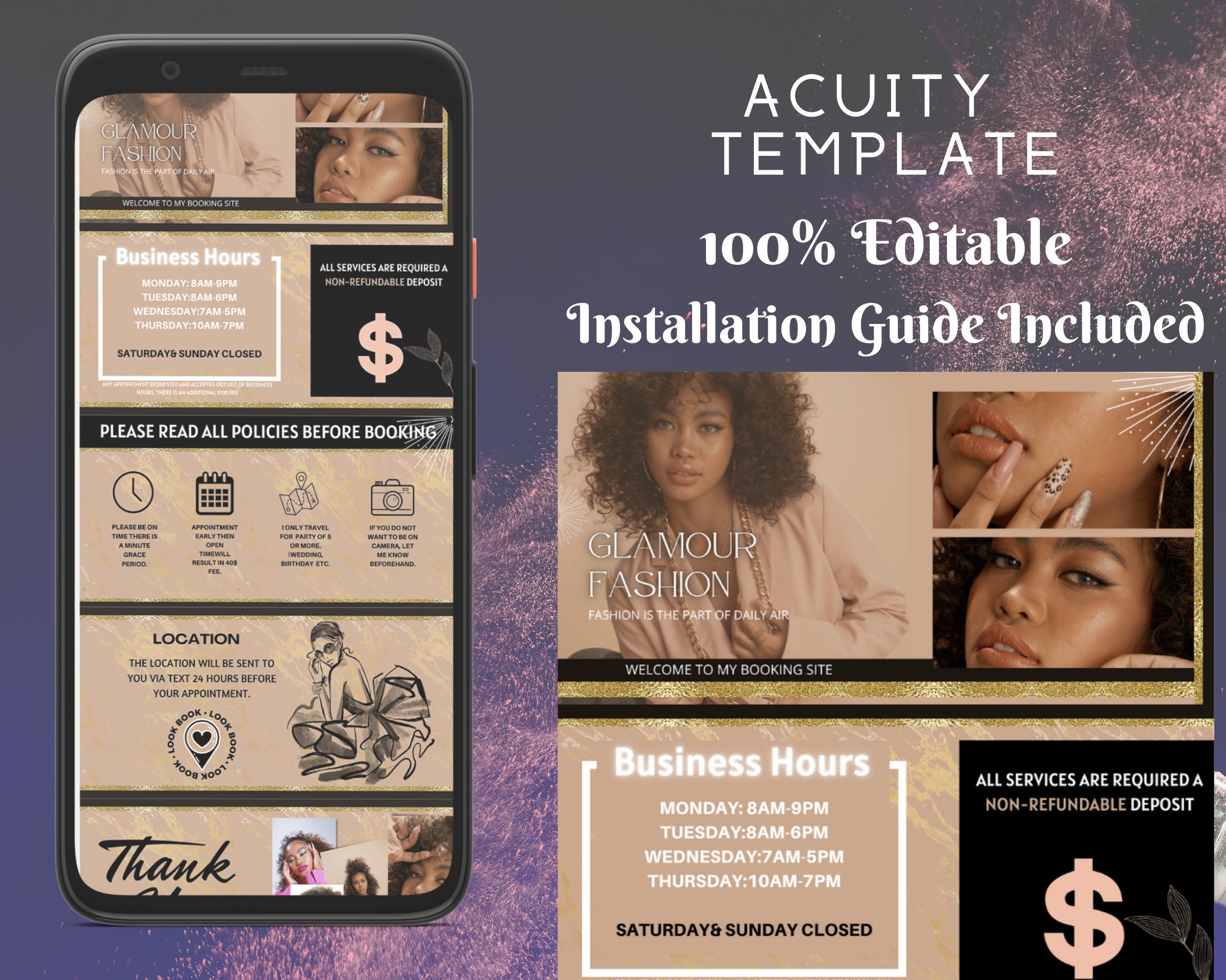 Acuity Scheduling Template Hair Stylist Booking Site Etsy