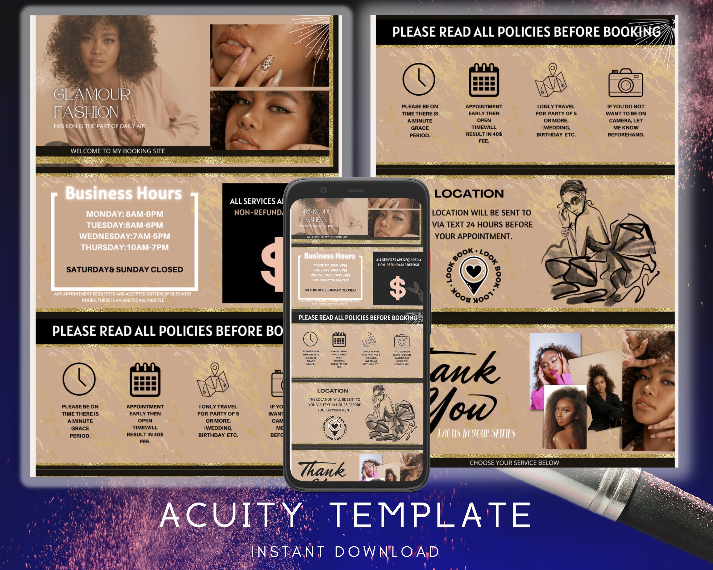 Acuity Scheduling Template Hair Stylist Booking Site Etsy