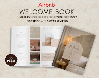 Airbnb Printable Welcome Guide, Editable Guest Guide, Short Term Rental Guest Book, Welcome Book for Vacation Rental, Editable in Canva
