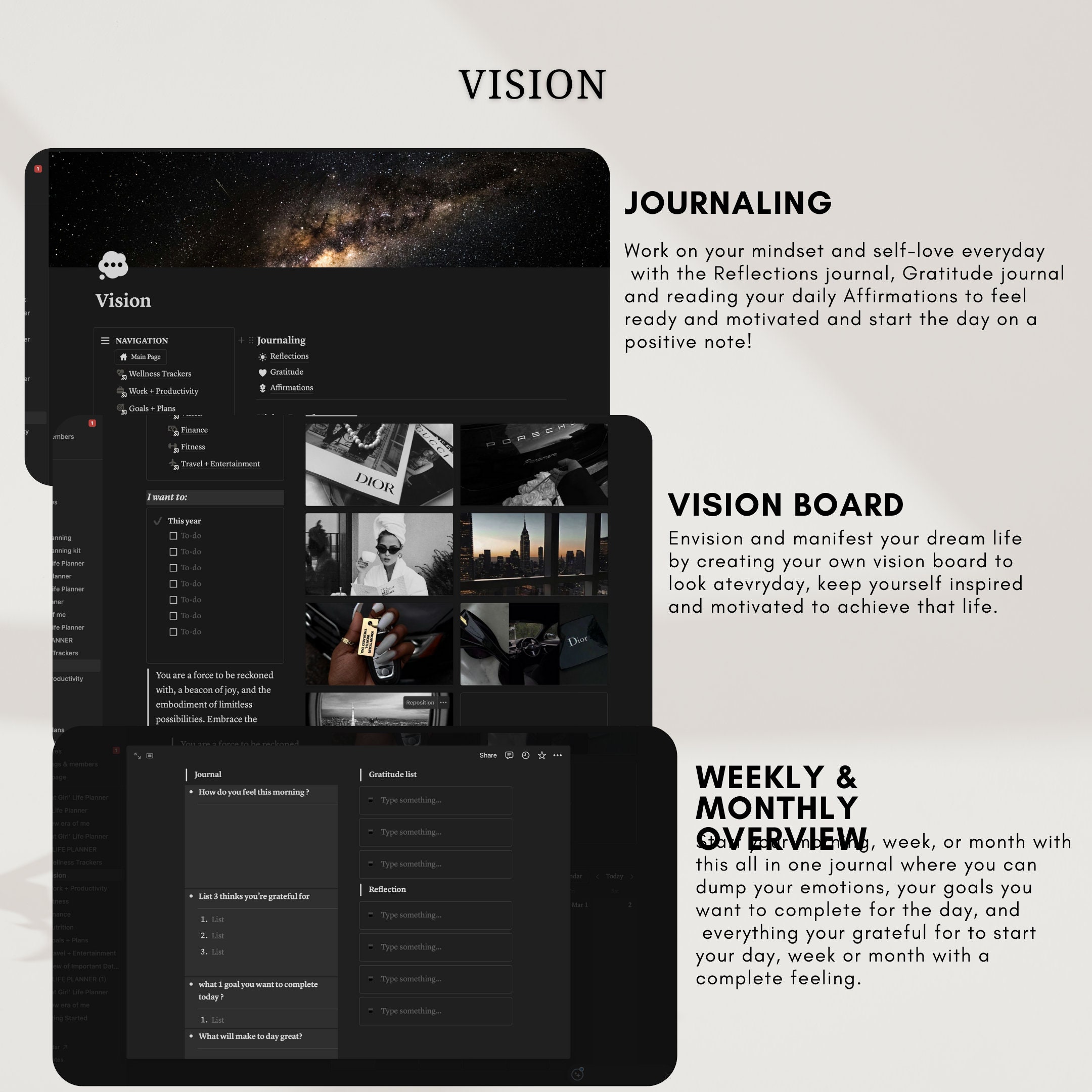 Ultimate Notion Life Planner, All in One Notion Template, Dark Mode ...