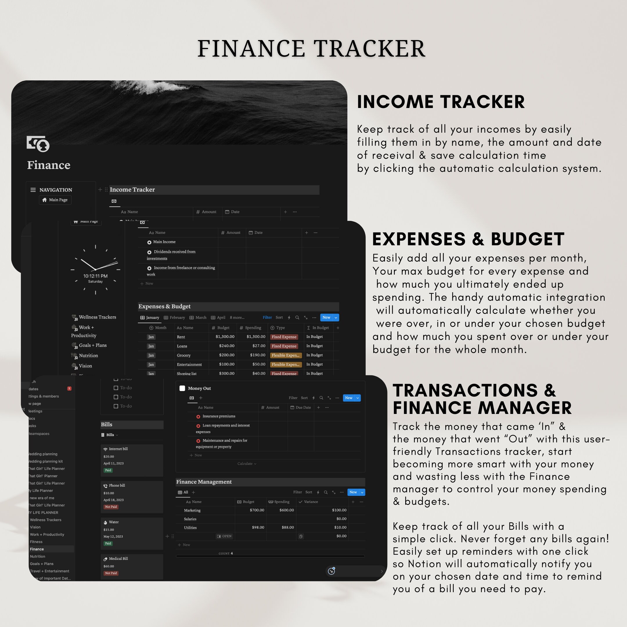 Ultimate Notion Life Planner, All in One Notion Template, Dark Mode ...