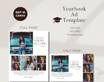 Plantilla de anuncio para anuario: Dedicatoria minimalista para estudiantes de último año (descarga digital)