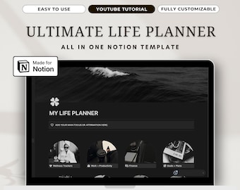 Notion Life Planner: All-in-One Dark Mode Template (Digital Download)