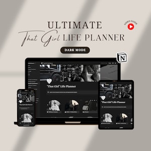 That Girl Notion Template Notion Life Planner Dark Mode All in One Notion Template Digital Selfcare Planner 2024 Ultimate Notion Planner