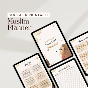 Muslimah Planner Printable and Digital, Muslim journal, Quran Tracker and Salah Tracker, Islamic Planner, Ramadan Planner Elegant Aesthetic