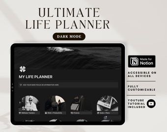 Dark Mode Notion Life Planner: All-in-One Digital Organizer (Digital Download)
