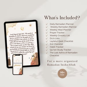 Planificador digital de Ramadán 2026, diario de Ramadán con hipervínculos, rastreador de ayuno y oración con rastreador del Corán, digital e imprimible. imagen 2