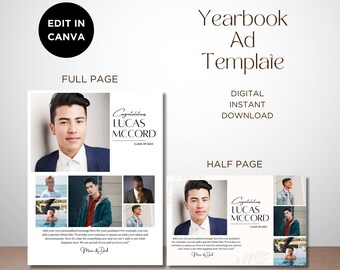 Plantilla minimalista de anuncio para anuario: Dedicación para estudiantes de último año (descarga digital)