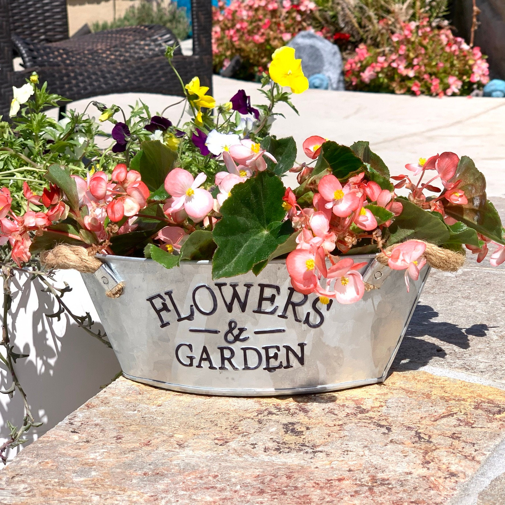 Galvanized Flower Pot Rustic Steel Flower Pot Gardening Etsy
