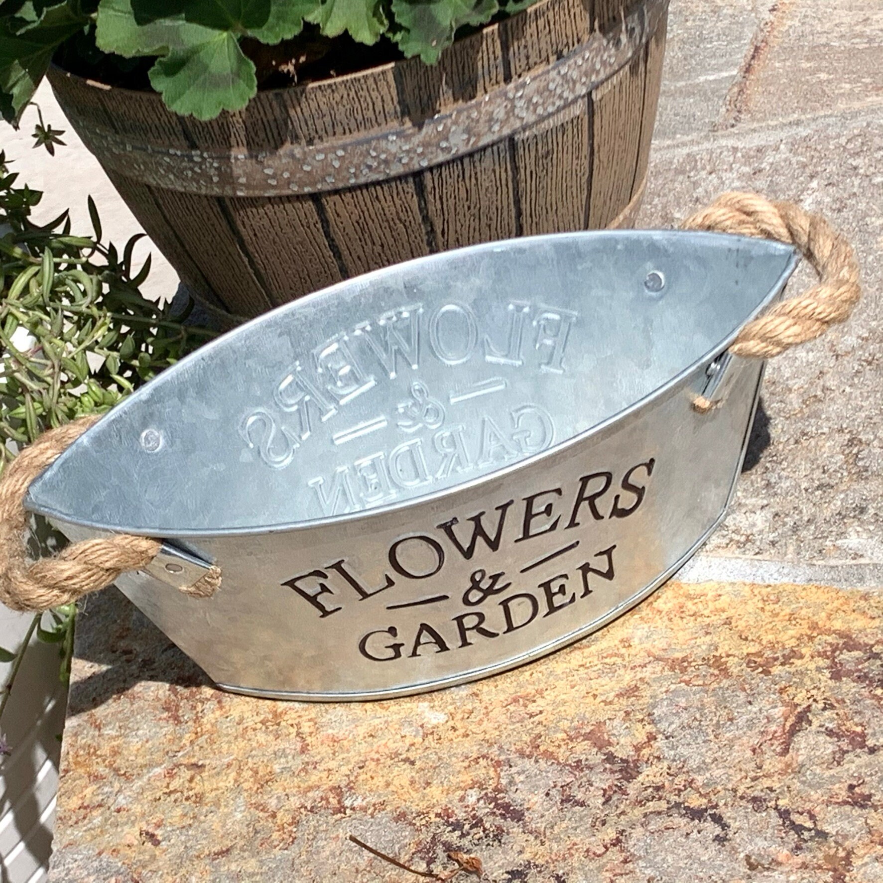 Galvanized Flower Pot Rustic Steel Flower Pot Gardening Etsy