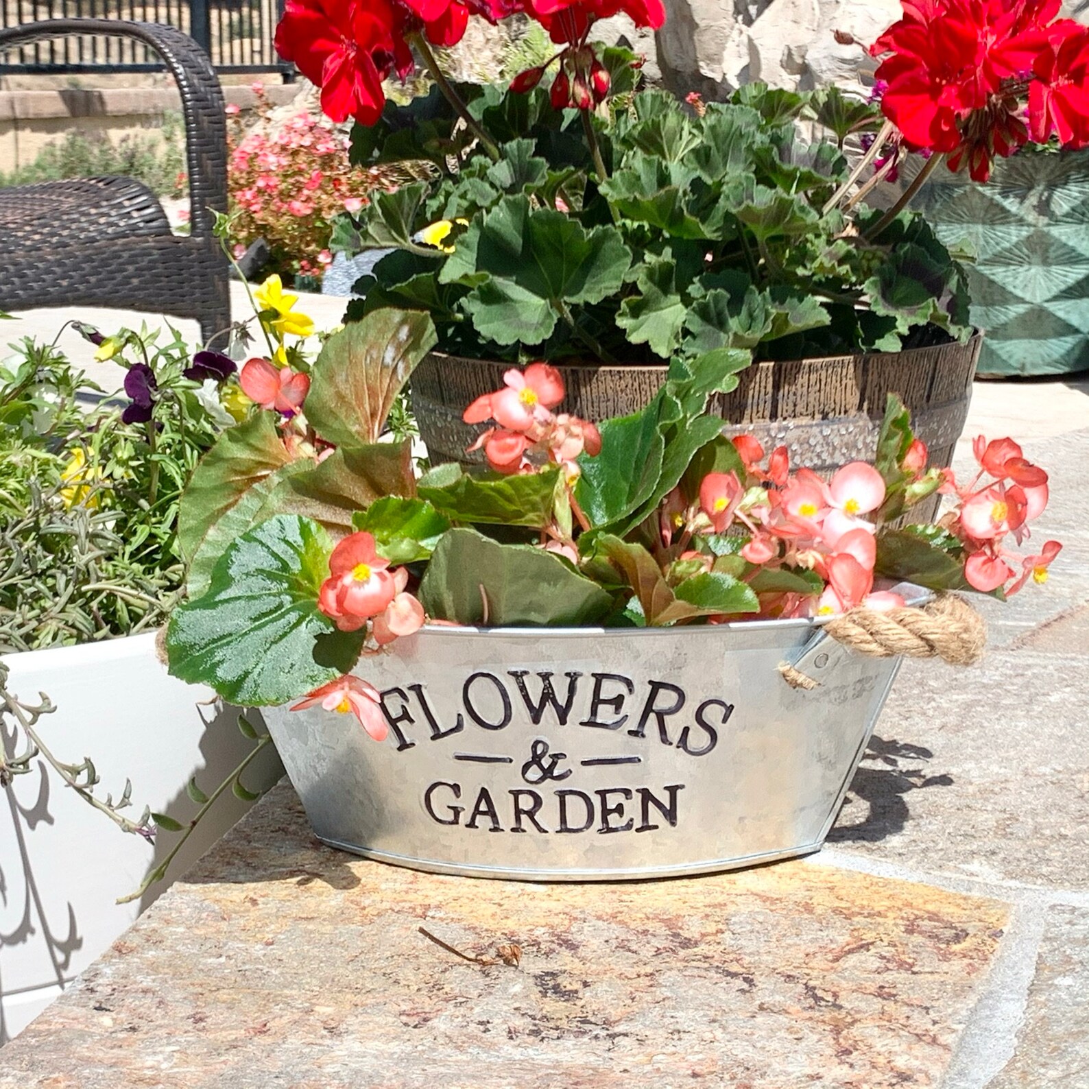 Galvanized Flower Pot Rustic Steel Flower Pot Gardening Etsy