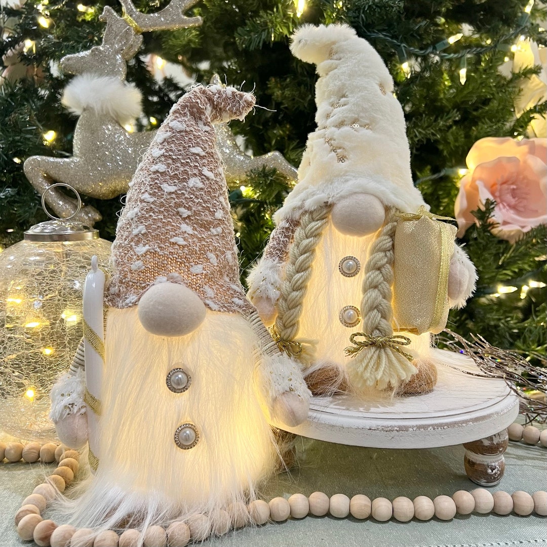 LED Christmas Gnomes, Light up Gnomes, Boho Gnomes, Holiday Gnomes, Set