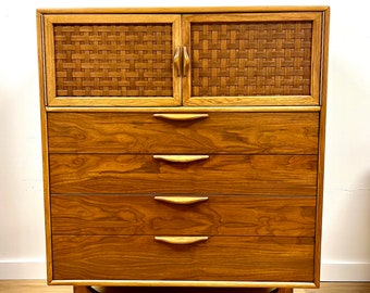 Refinished Mid Century Lane Perception Walnut Wood Dresser