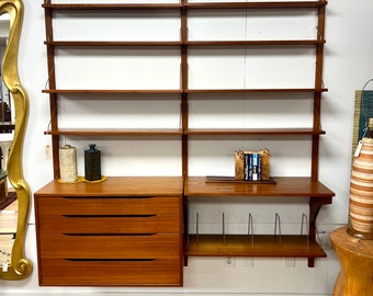 Vintage Mid Century Teak 2 Bay Wall Unit by Torbjorn Afdal for Ringerike Norway