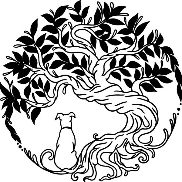 Tree of Life with dog Svg, Nature, Animal, In Memory, cut files for Cricut, Svg, Png, Jpg, Eps, Dxf formats