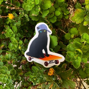 Skater Cat Waterproof Sticker | Matte Vinyl Cat Lover Gift