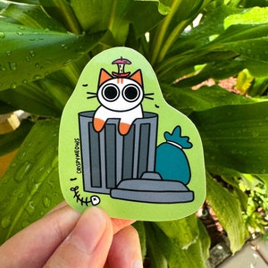 Adesivo gatto spazzatura, gatti meme divertenti, amo i gatti, adesivi gatti per laptop, adesivo in vinile esilarante, regalo per i gatti