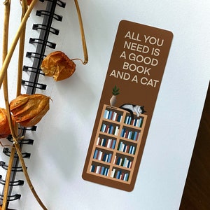 Marque-page chat fait main avec coins arrondis recto mat | Cadeau rat de bibliothèque • Papeterie Cottagecore • Accessoires pour amoureux des chats • Plusieurs couleurs