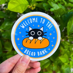 Welcome To The Bread Bank Magnet • Cute Cat with Bread Magnet for Cat Lovers • Funny Cat Quote Kitchen Magnet • Bread Bank Cat Art Magnet
