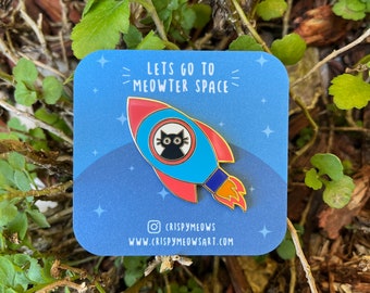 Rocket Cat Enamel Pin • Cats In Space Pin • Adorable Pin For Space Lover • Cute Cat Enamel Pin • Present For Cat Lover