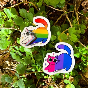 Autocollants de chat de fierté • Art LGBTQIA+ • Autocollant d'ordinateur portable de fierté • Autocollants pour la fierté • Drapeaux de fierté • Art queer