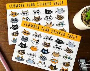 Clowder Cat Sticker Sheet • Cute Cat Sticker Sheet • Journaling Stickers  • Adorable Stationery Stickers • Perfect For Cat Lover