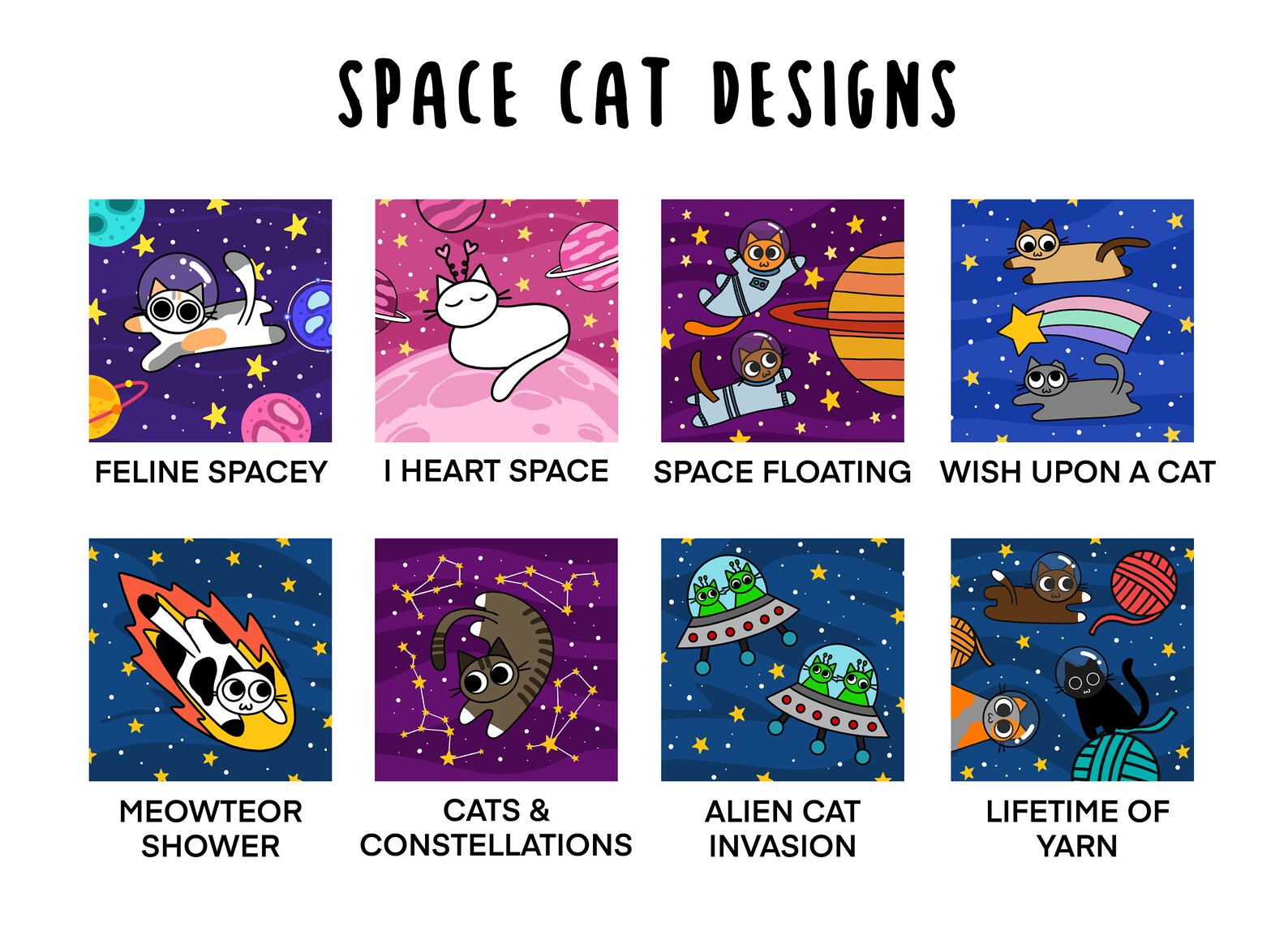 Space Cat Example Space Cat Art Prints • 5 X 5 Art Prints • Feline Cosmic Journey ...
