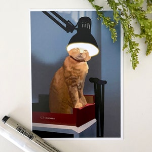 Unbothered Lamp Cat Art Print | Animal Print • Cute Small Wall Art • Ginger Cat
