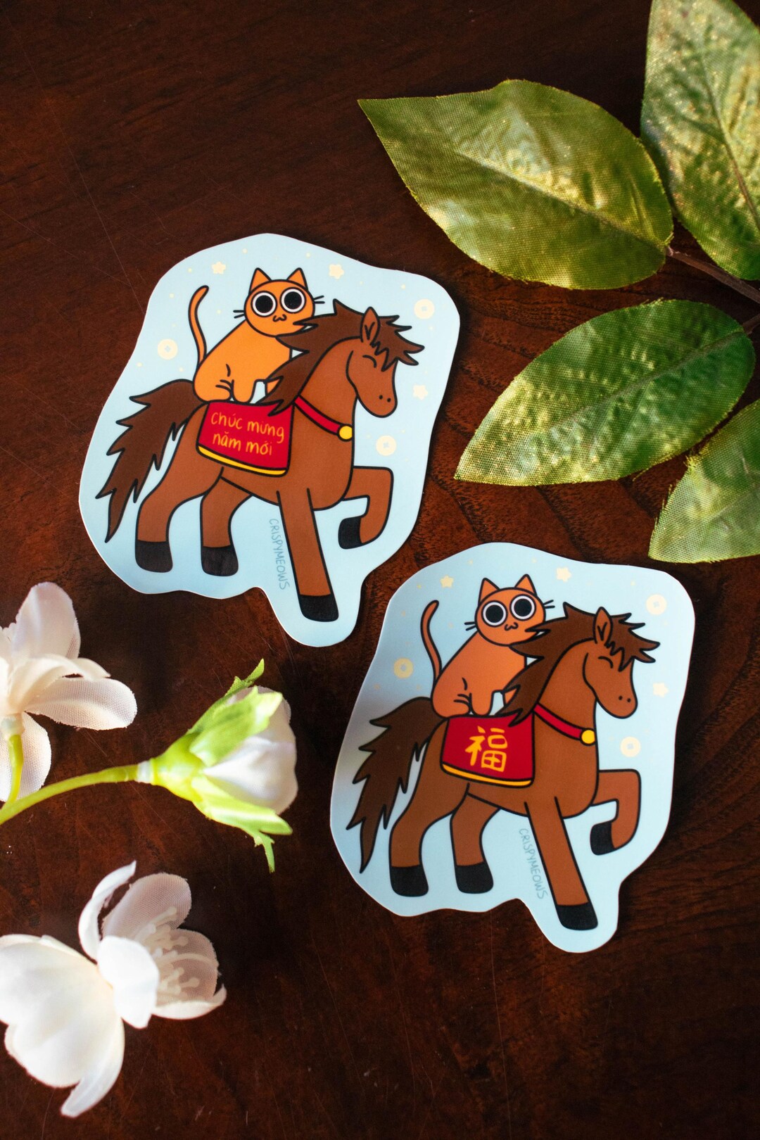 2026 Year of the Horse With Orange Cat Sticker • Lunar New Year Sticker ...