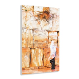 At the Kosel - image appears embedded in glass! Acrylic/Lucite Jewish Gift