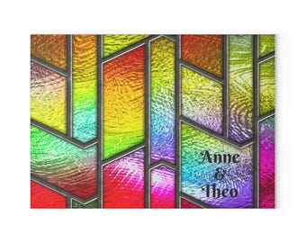 Glasmalerei-geometrisches Glas-Schneidbrett | Bunte personalisierte Küchenbrett