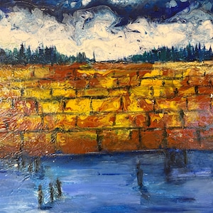 Kotel at Night 16 x 20 signed original-stretched canvas Impressionist Jewish ArtJewish Gift