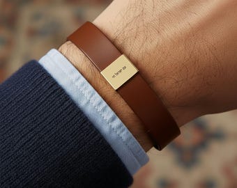 Bracelet en cuir gravé « Am Yisroel Chai » – Symbole de l'unité hébraïque