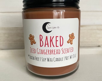 Iced Gingerbread scented candle | soy wax candle | toxin free | dessert candle | strong scented | Christmas candle | Christmas decor